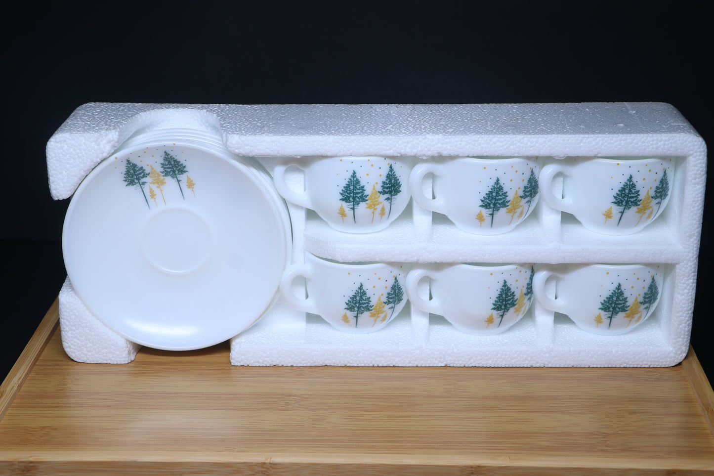 MG Royale Pine Cup & Saucer Set Elegant Forest-Inspired Design