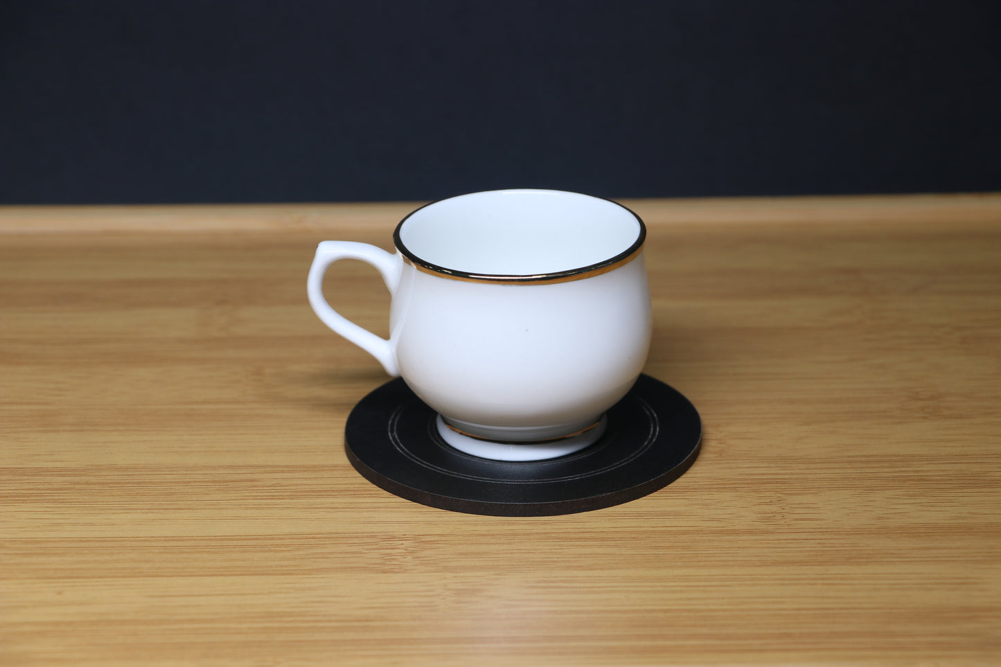 MG Classic White Porcelain Cup & Saucer Set with Gold Rim