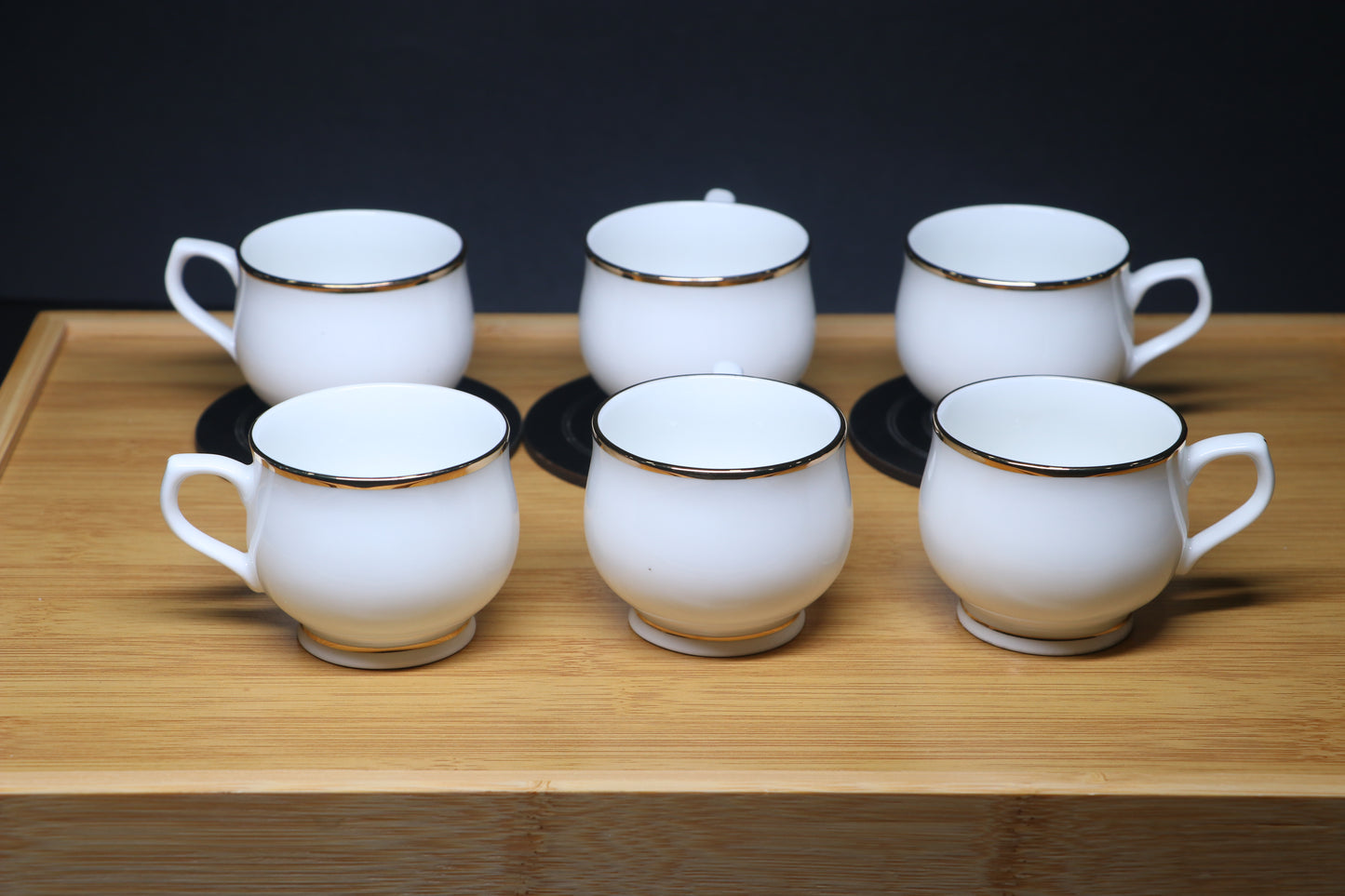 MG Classic White Porcelain Cup & Saucer Set with Gold Rim