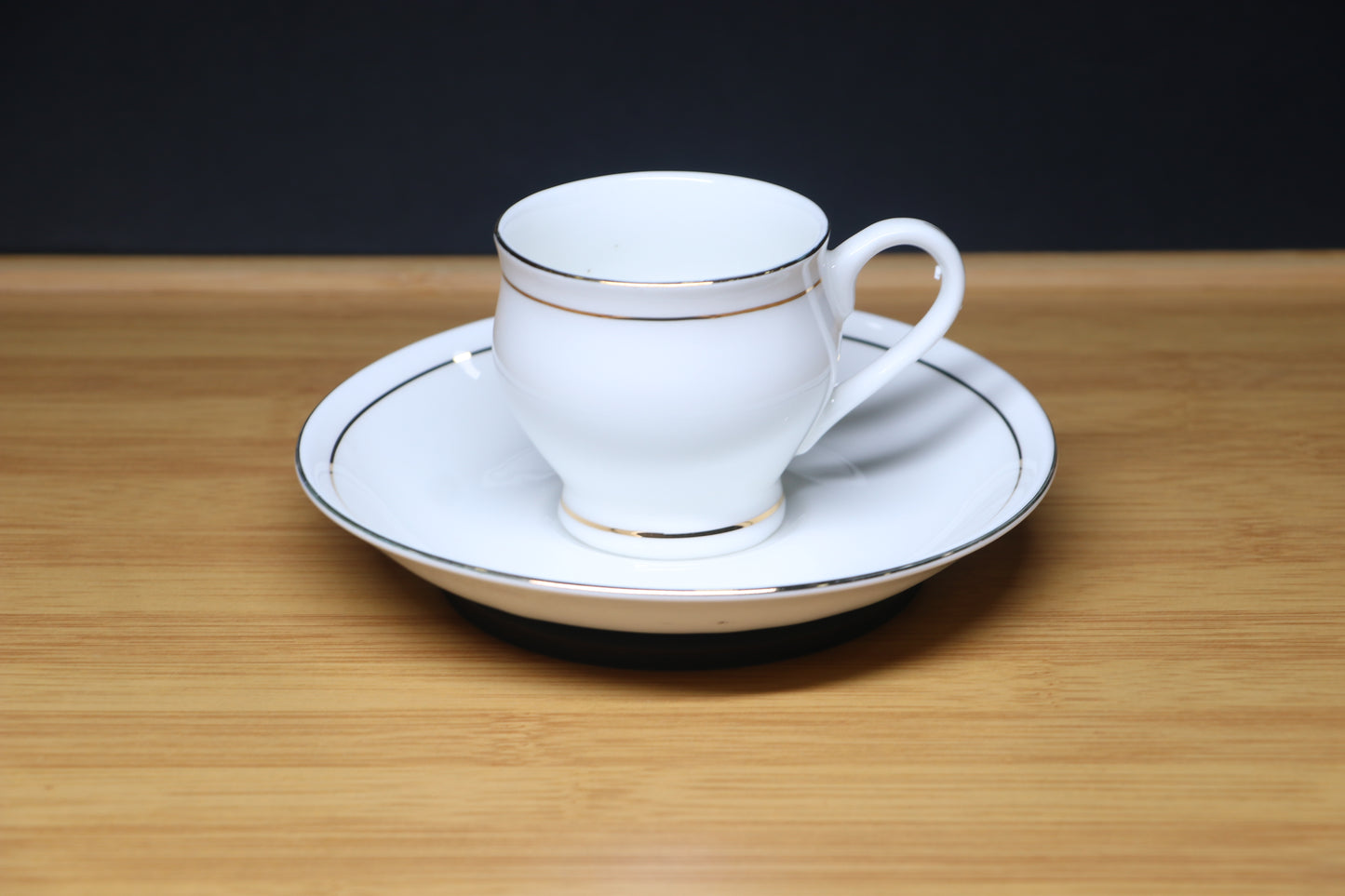 MG Elegant White Porcelain Cup & Saucer Set with Gold Trim