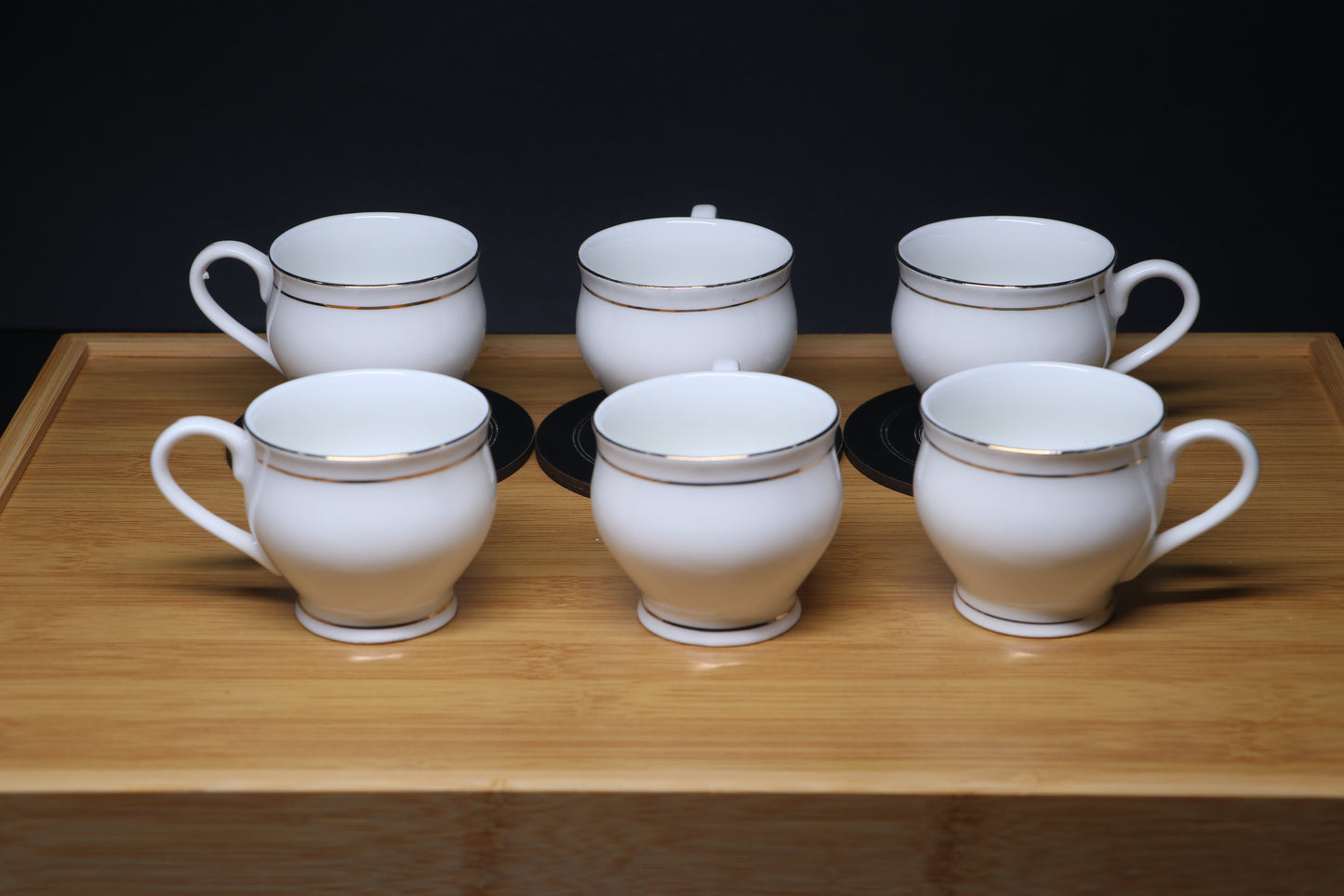 MG Elegant White Porcelain Cup & Saucer Set with Gold Trim