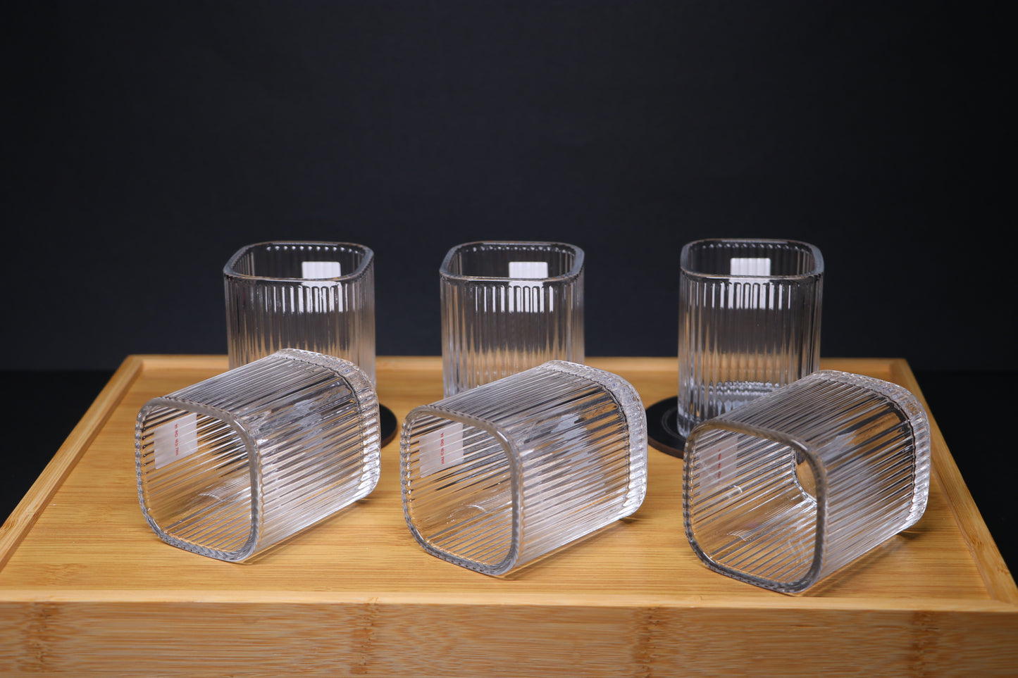 MG Luxury Ribbed Glass – Square Drinking Cup for Whiskey, Juice, & Water