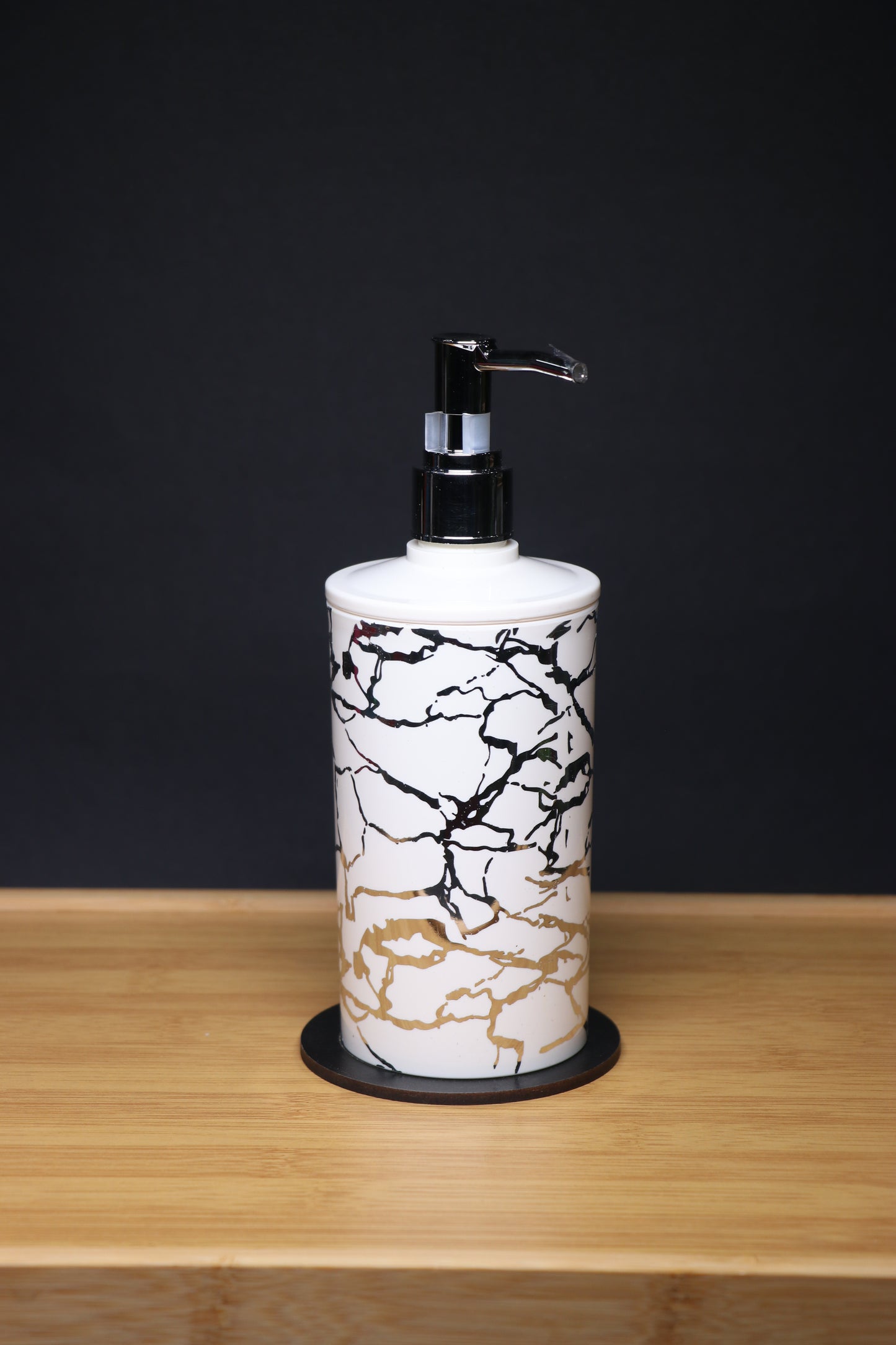 MG Designer Liquid Soap Dispenser - Black & Gold Crackle Pattern