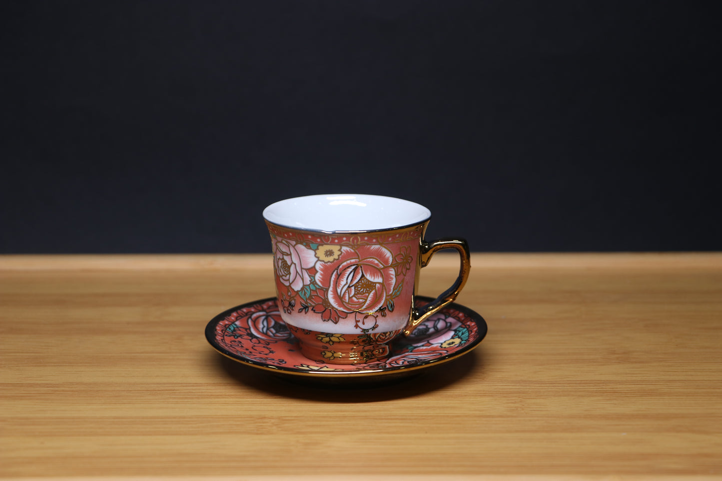 MG Royal Floral 13-Piece Tea & Coffee Set with Gold Stand