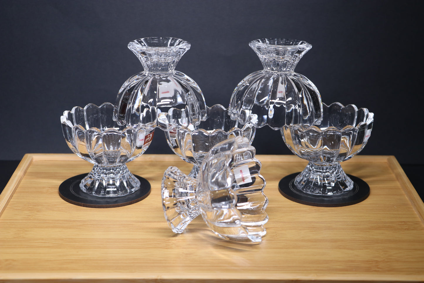 MG Transparent Fluted Ice Cream Cup Set - Stylish & Durable