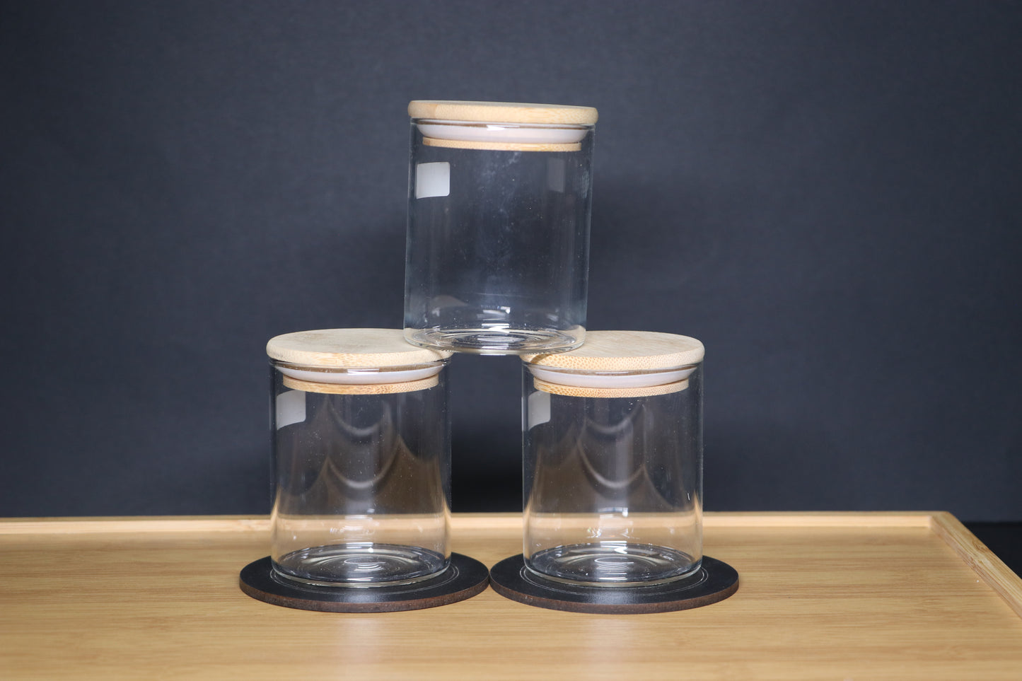 MG Elegant Glass Storage Jars with Bamboo Lids