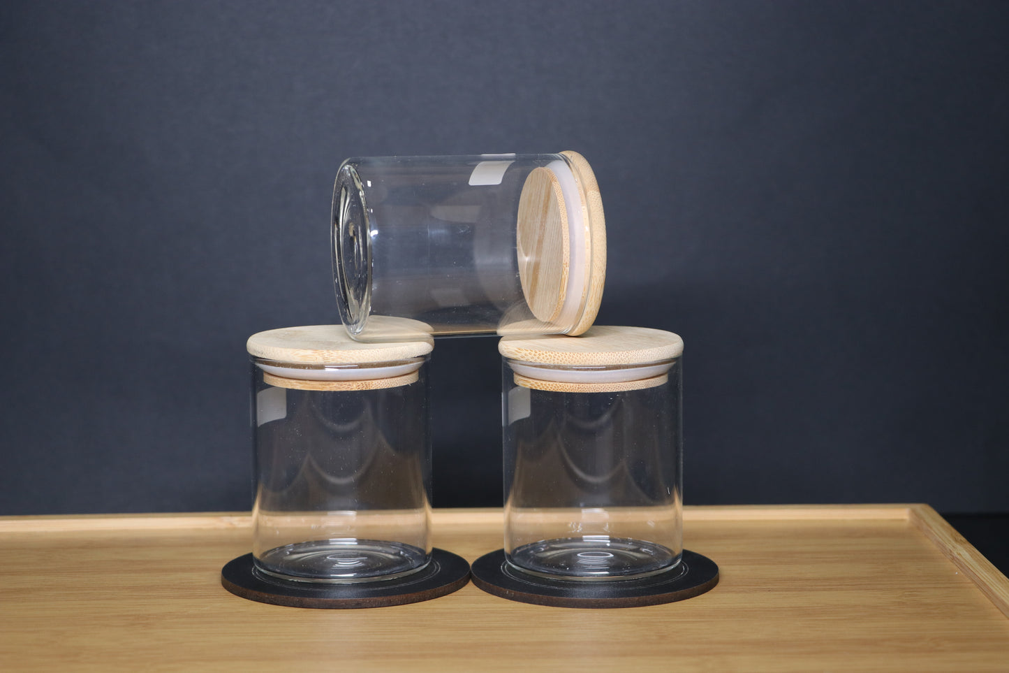 MG Elegant Glass Storage Jars with Bamboo Lids