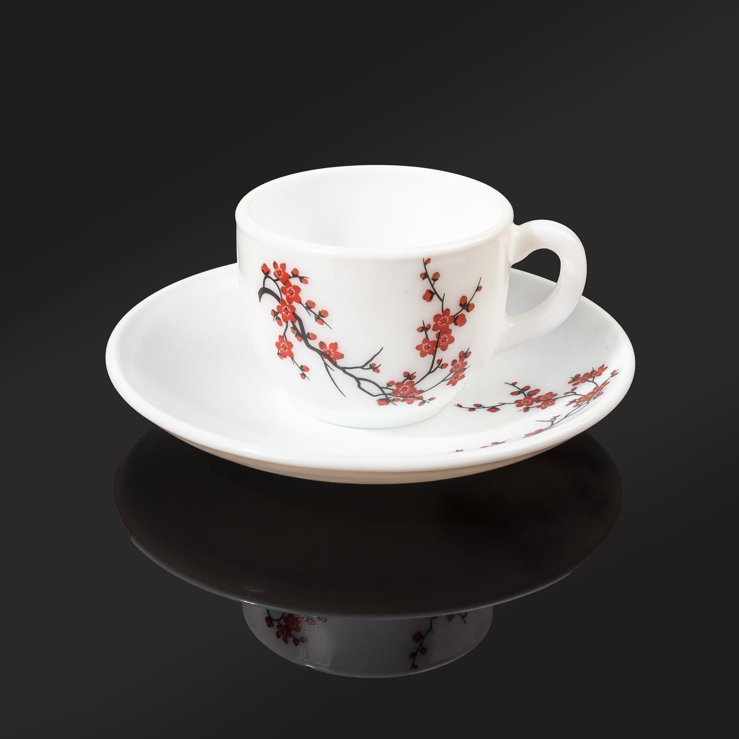 MG Royale Red Flower Cup & Saucer Set Elegant Forest-Inspired Design