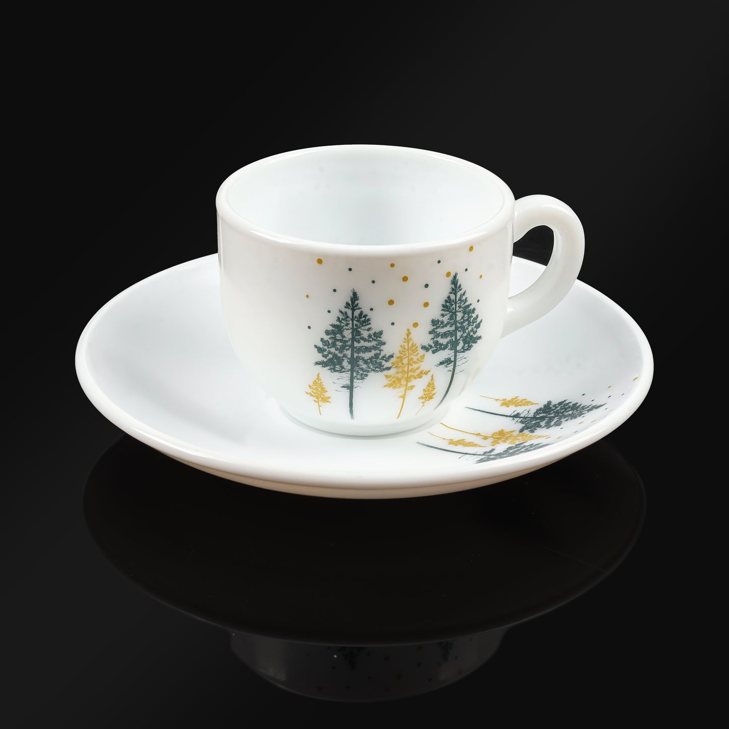 MG Royale Pine Cup & Saucer Set Elegant Forest-Inspired Design