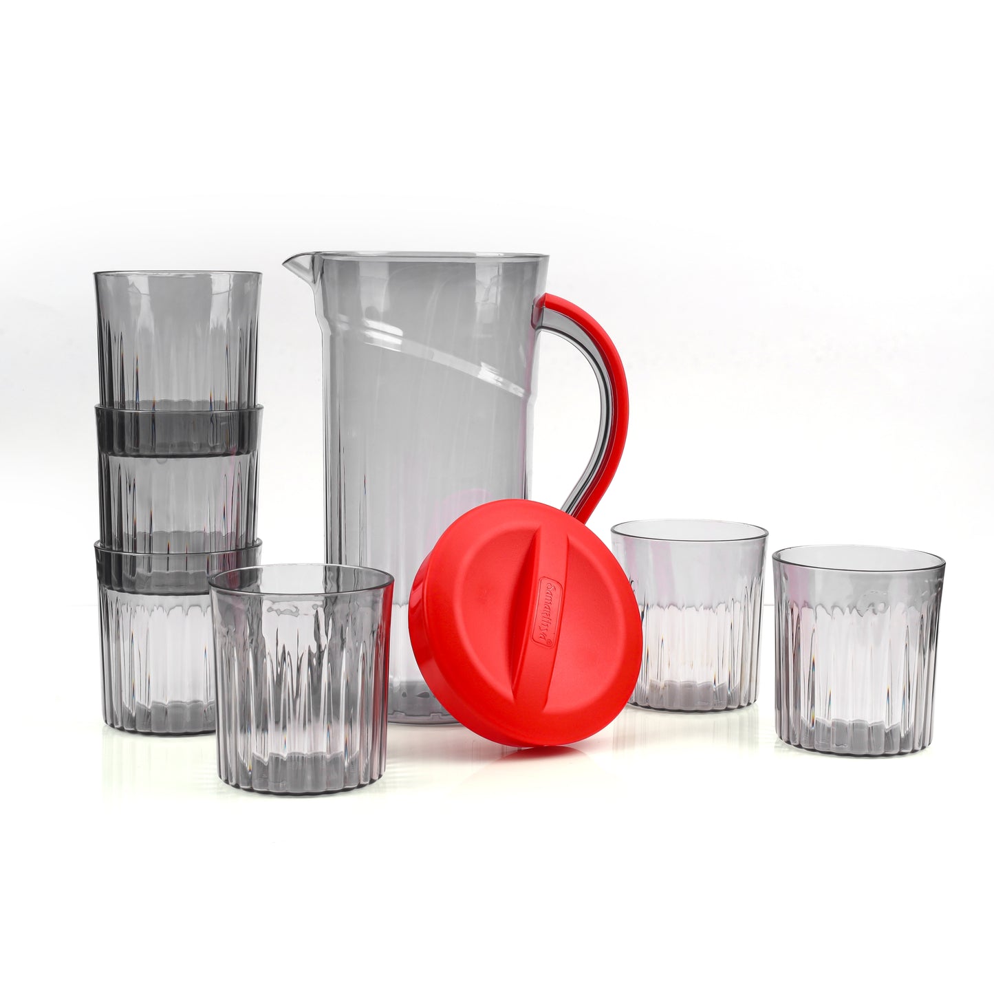 Premium & Unbreakable Plastic Juice Jug with 6 Glasses