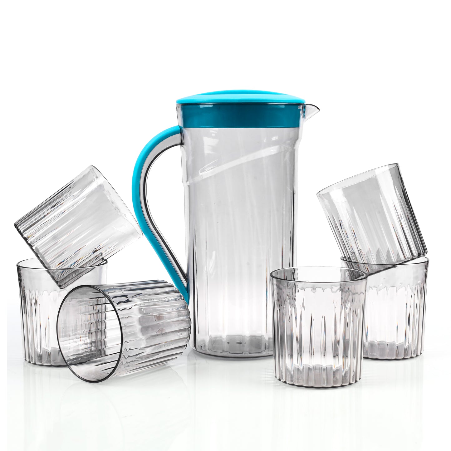 Premium & Unbreakable Plastic Juice Jug with 6 Glasses