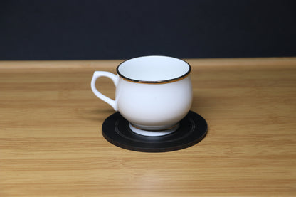 MG Classic White Porcelain Cup & Saucer Set with Gold Rim