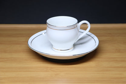 MG Elegant White Porcelain Cup & Saucer Set with Gold Trim