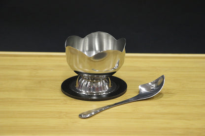 MG Classic Silver Steel Dessert Cup Set with Matching Spoon