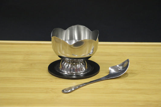 MG Classic Silver Steel Dessert Cup Set with Matching Spoon