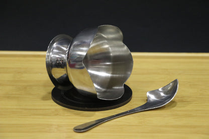 MG Classic Silver Steel Dessert Cup Set with Matching Spoon