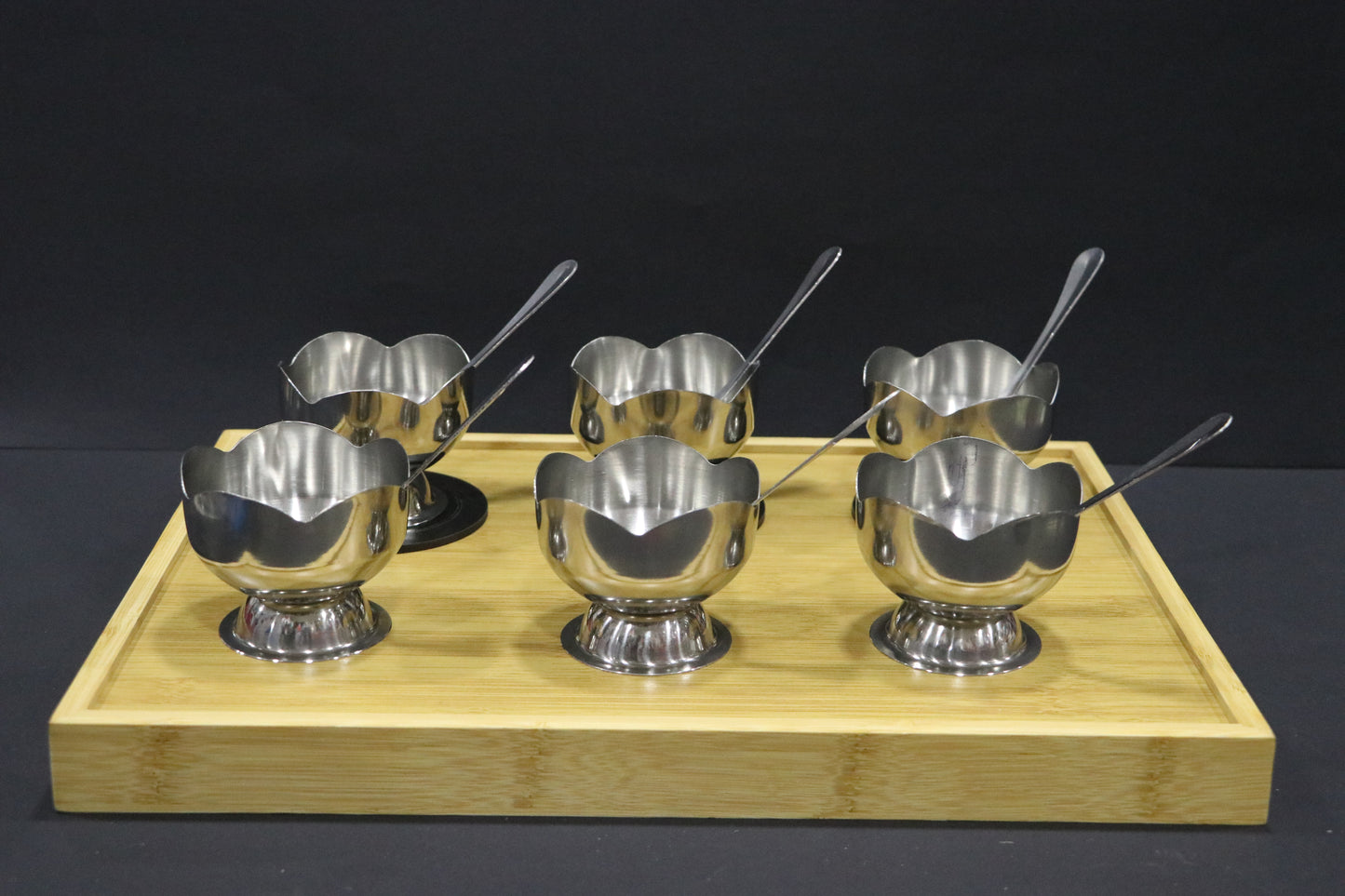 MG Classic Silver Steel Dessert Cup Set with Matching Spoon