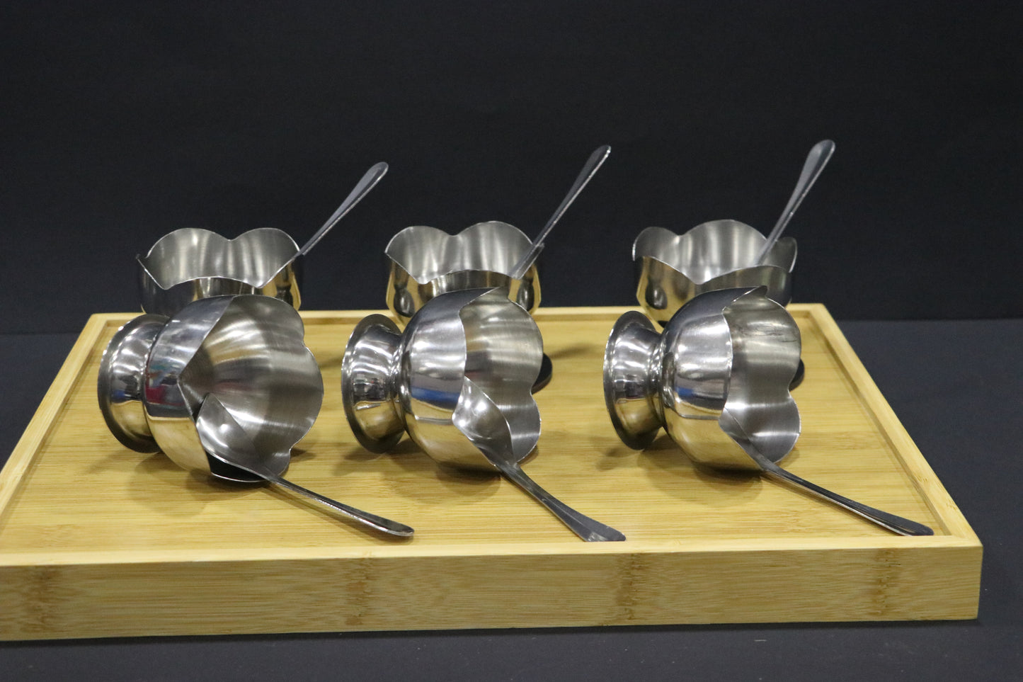 MG Classic Silver Steel Dessert Cup Set with Matching Spoon