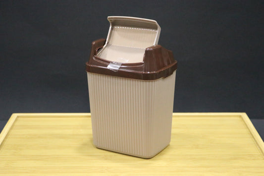 MG Elegant Light Brown Flip-Top Trash Bin with Swing Lid