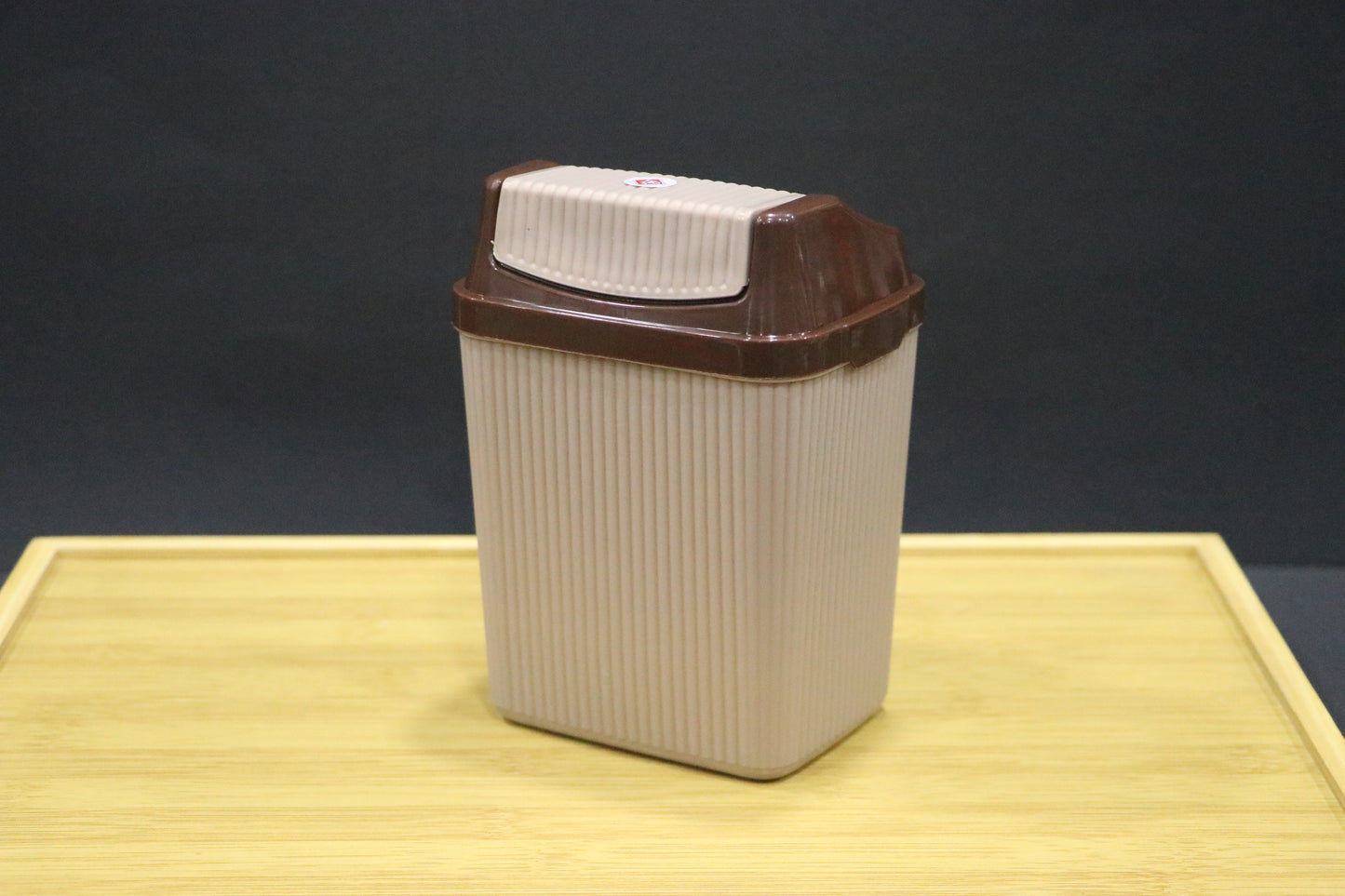 MG Elegant Light Brown Flip-Top Trash Bin with Swing Lid