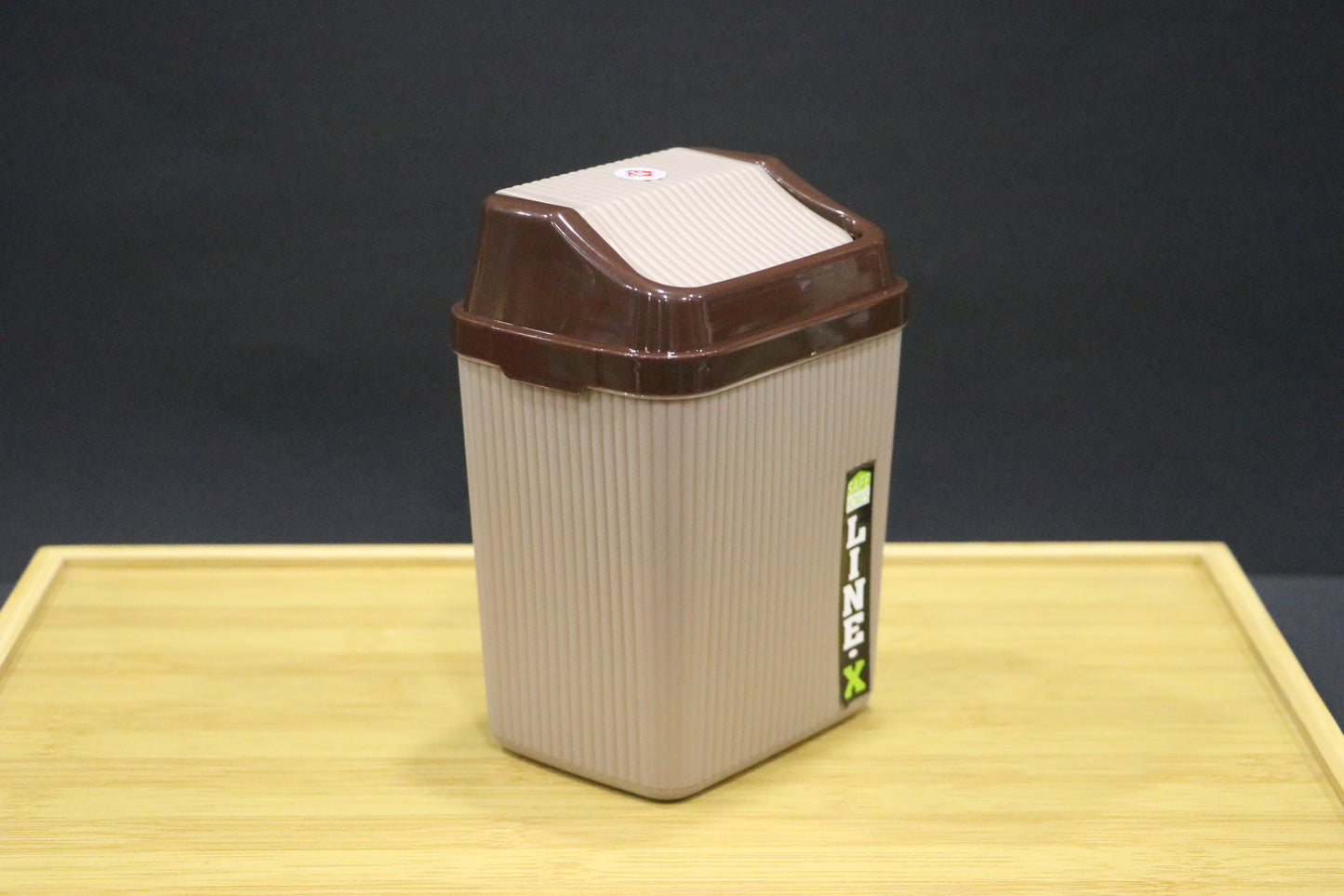 MG Elegant Light Brown Flip-Top Trash Bin with Swing Lid