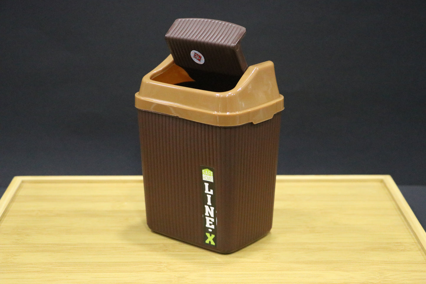 MG Elegant Brown Flip-Top Trash Bin with Swing Lid