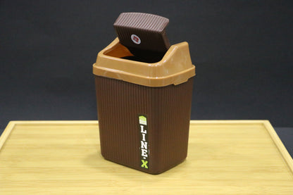 MG Elegant Brown Flip-Top Trash Bin with Swing Lid