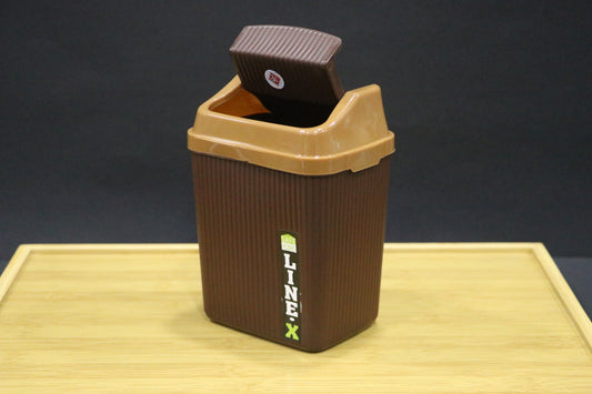 MG Elegant Brown Flip-Top Trash Bin with Swing Lid