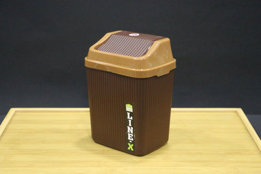 MG Elegant Brown Flip-Top Trash Bin with Swing Lid