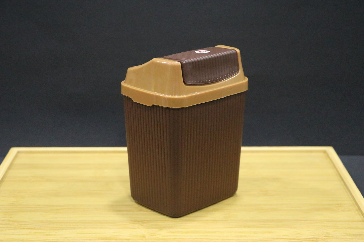 MG Elegant Brown Flip-Top Trash Bin with Swing Lid