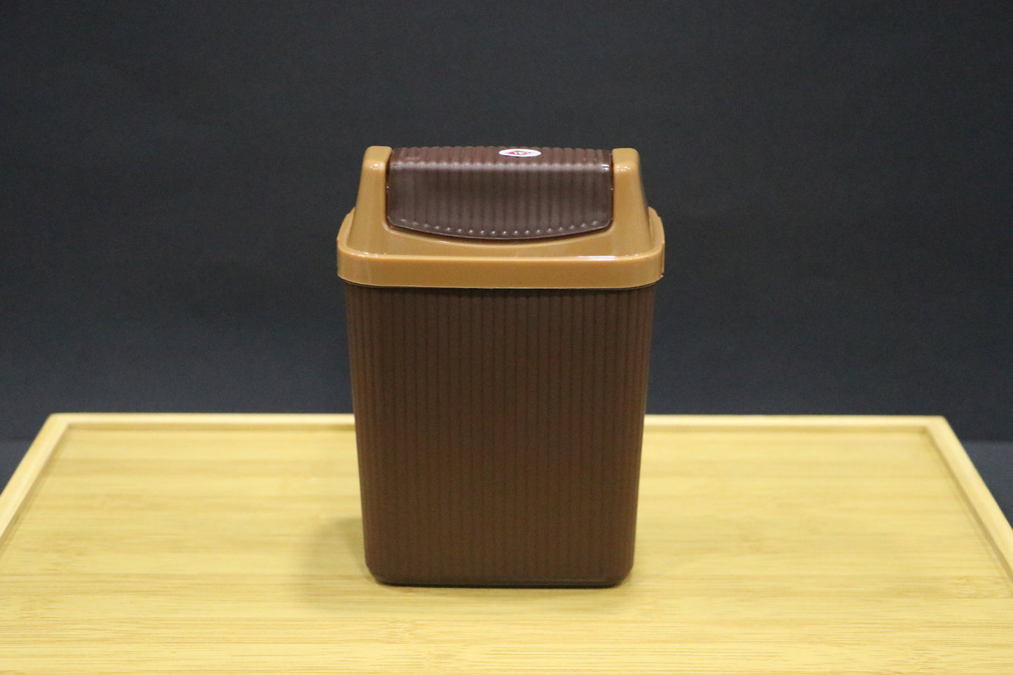 MG Elegant Brown Flip-Top Trash Bin with Swing Lid