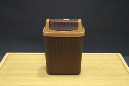 MG Elegant Brown Flip-Top Trash Bin with Swing Lid