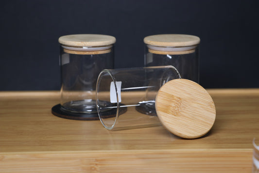 MG Elegant Glass Storage Jars with Bamboo Lids