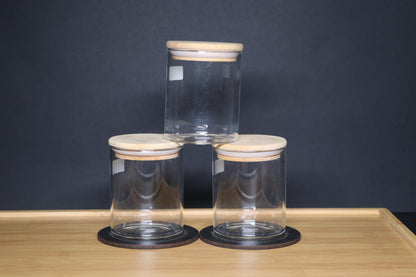 MG Elegant Glass Storage Jars with Bamboo Lids
