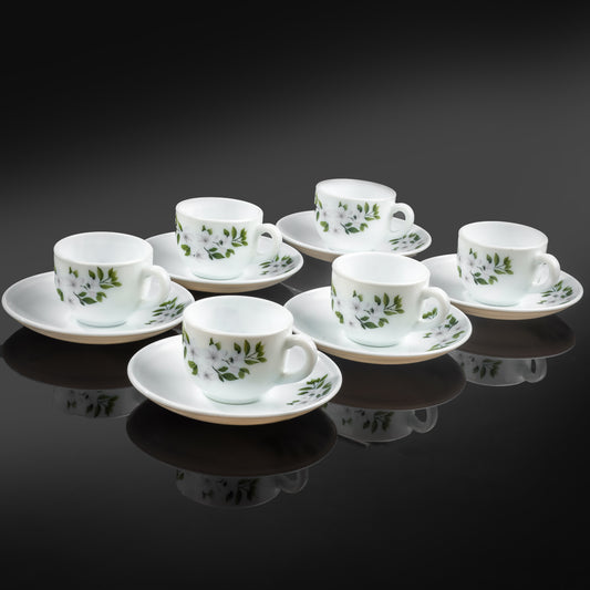 MG Royale Green Flower Cup & Saucer Set  Elegant Forest-Inspired Design