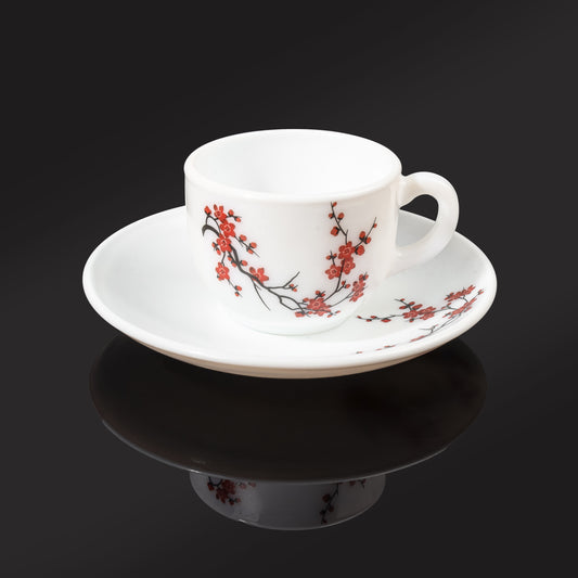 MG Royale Red Flower Cup & Saucer Set  Elegant Forest-Inspired Design