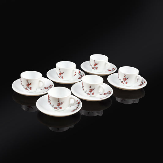 MG Royale Red Flower Cup & Saucer Set  Elegant Forest-Inspired Design