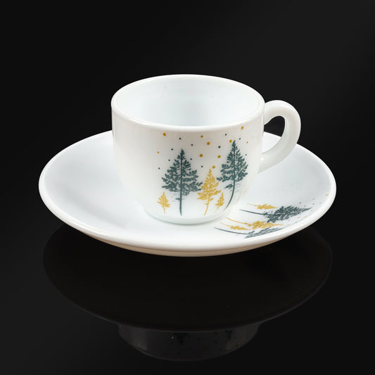 MG Royale Pine Cup & Saucer Set  Elegant Forest-Inspired Design